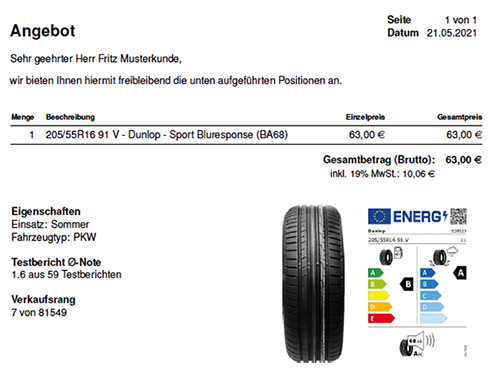 Label in der Angebotserstellung