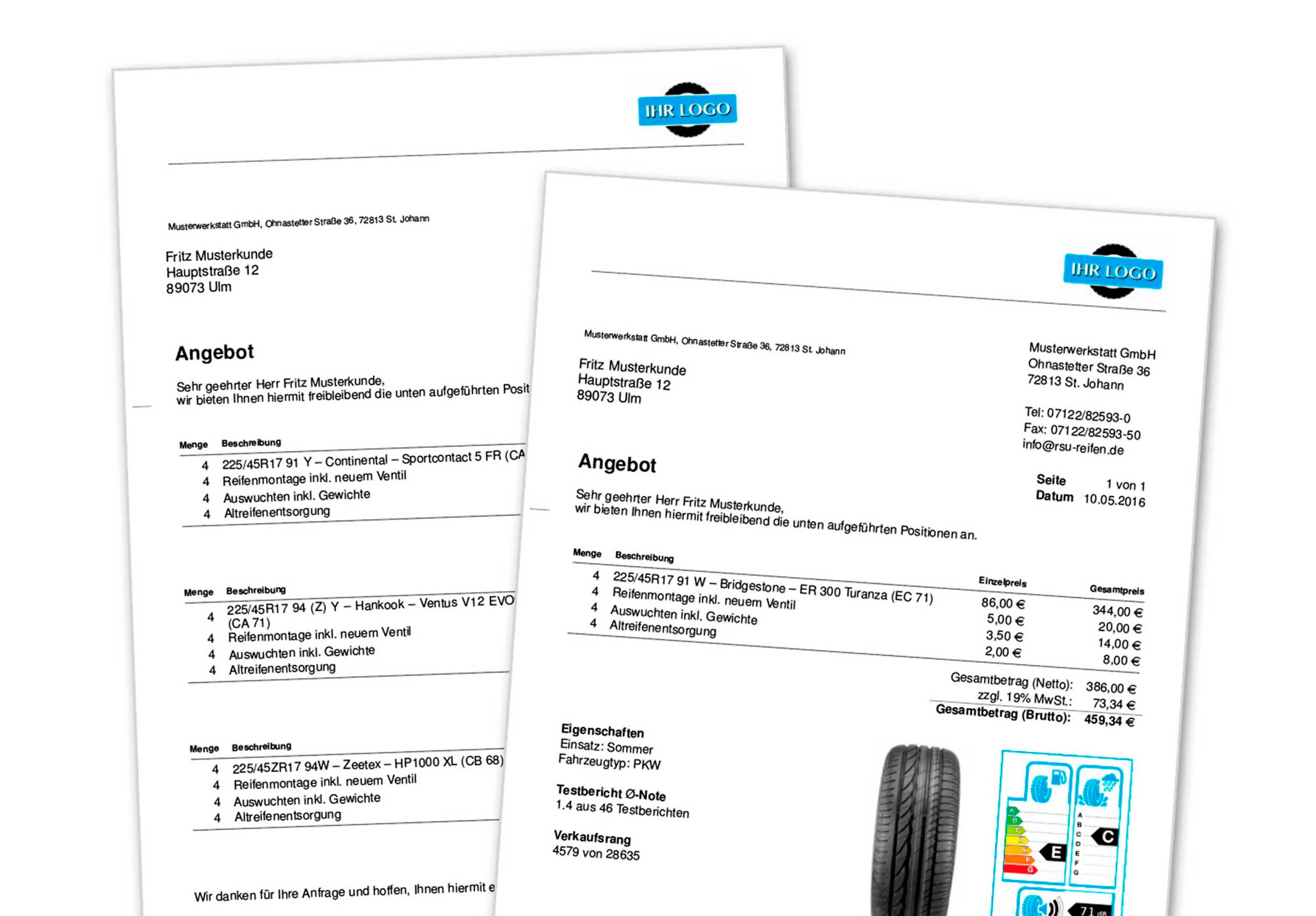 Mustervorlage für ein individuelles Angebot mit eigenem Logo und eigenen Texten