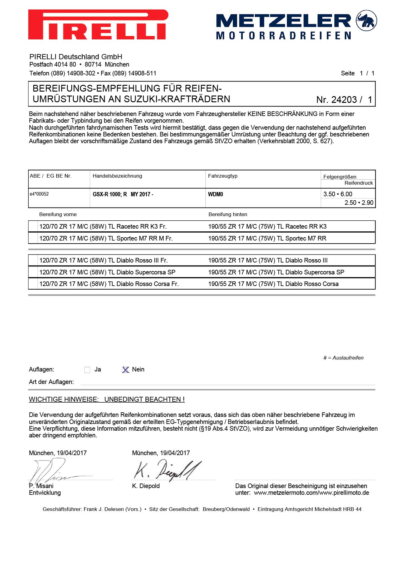 Screenshot der automatischen Gutachtenprüfung in TyreSystem